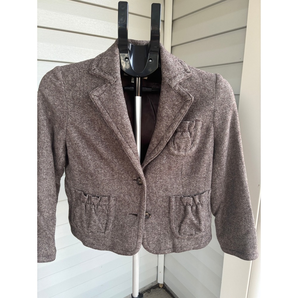 Banana Republic Womens Brown Tweed Wool Blend Stretch Blazer Jacket Size 4
